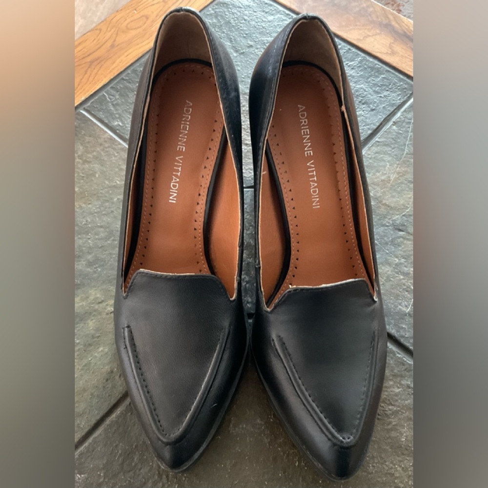 Adrienne Vittadini Black Genuine Leather Lag Sole Heels size 6.5 - Picture 4 of 11
